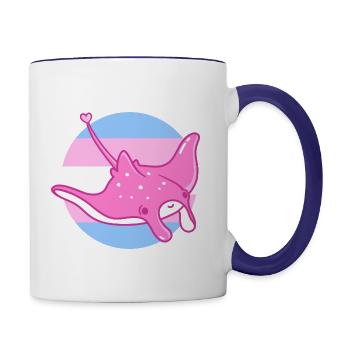 Trans Pride Manta Ray - Contrast Coffee Mug - white/cobalt blue - Right