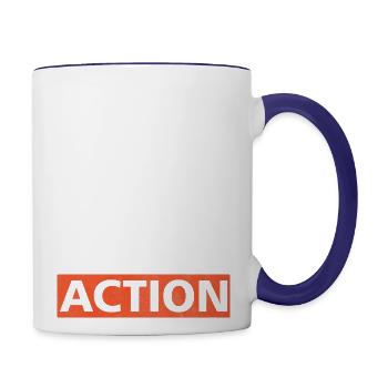 Action for Less Talking More Action Vintage yellow - Contrast Coffee Mug - white/cobalt blue - Right