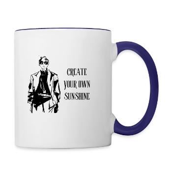 White Black Illustrated Brush Gentleman - Contrast Coffee Mug - white/cobalt blue - Right