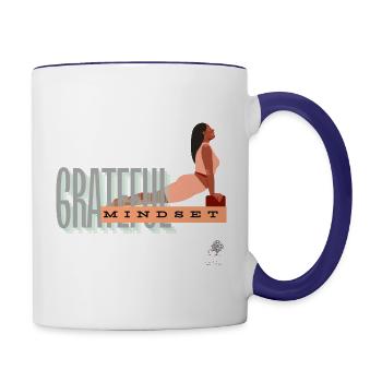 Grateful Mindset blk yogi - Contrast Coffee Mug - white/cobalt blue - Right