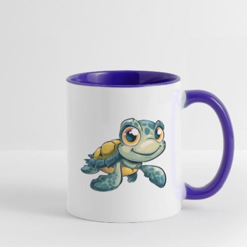 Playful Cartoon Baby Sea Turtle with a Smile - Contrast Coffee Mug