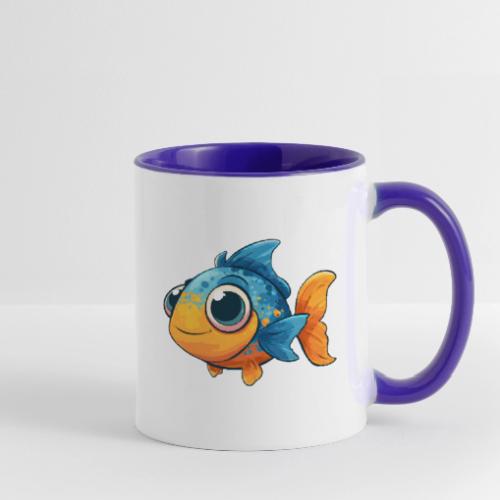 Colorful Cartoon Baby Fish in Blue and Orange - Contrast Coffee Mug