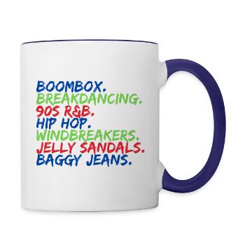 Boombox. Breakdancing. 90s R&B... - Contrast Coffee Mug - white/cobalt blue - Right
