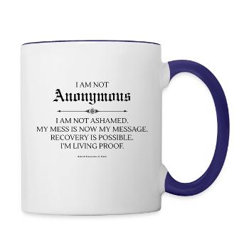 I am not ANONYMOUS - Contrast Coffee Mug - white/cobalt blue - Right