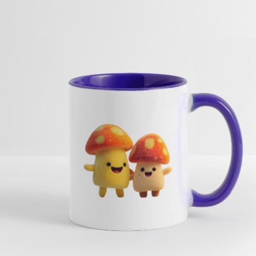 Joyful Cartoon Mushroom Duo - Contrast Coffee Mug