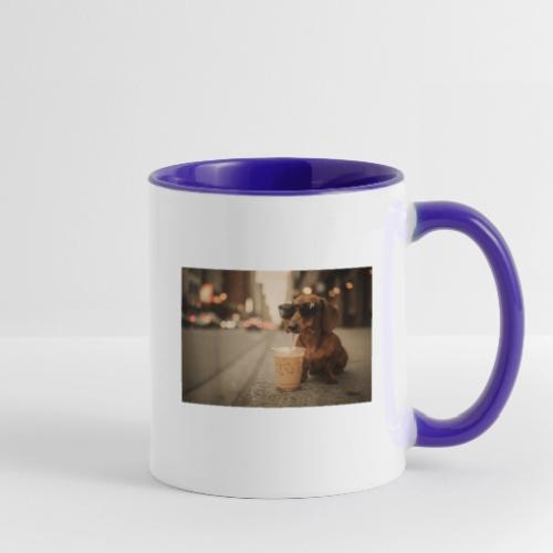 Funny Dachshund Iced Coffee Lover Tee - Contrast Coffee Mug