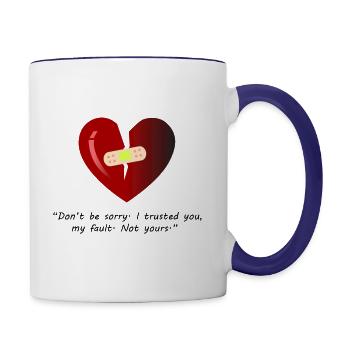 Broken Heart with Sad Quote - Contrast Coffee Mug - white/cobalt blue - Right