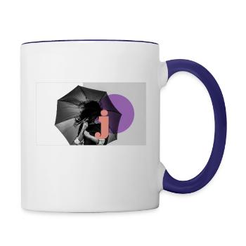 woman in umbrella - Contrast Coffee Mug - white/cobalt blue - Right