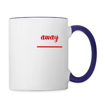6 feet away or under girl - Contrast Coffee Mug - white/cobalt blue - Right