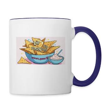 Dip dip potato chip logo Unicorn Queen on twitch - Contrast Coffee Mug - white/cobalt blue - Right