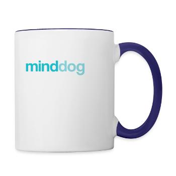 minddogTV logo simplistic - Contrast Coffee Mug - white/cobalt blue - Right