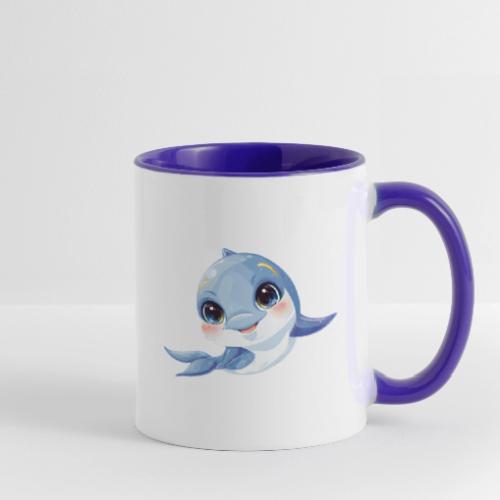 Joyful Blue-White Baby Dolphin - Contrast Coffee Mug
