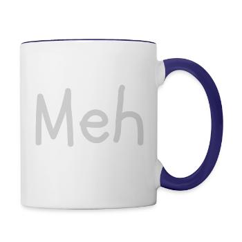 Meh dark funny - Contrast Coffee Mug - white/cobalt blue - Right