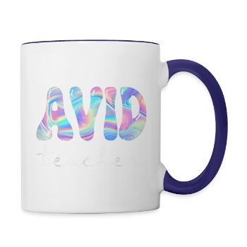 Avid Teacher Groovy Back to School Cute Teachers W - Contrast Coffee Mug - white/cobalt blue - Right