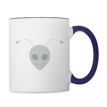 Alien Ant Face Design White Silver - Contrast Coffee Mug - white/cobalt blue - Right