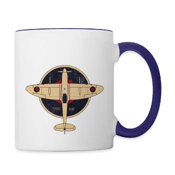 Supermarine Spitfire UK WW2 RAF - Contrast Coffee Mug - white/cobalt blue - Right