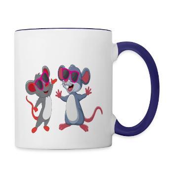 Rat t shirt design - Contrast Coffee Mug - white/cobalt blue - Right