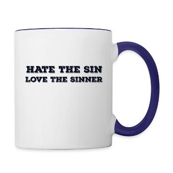 Hate the Sin Love the Sinner - Contrast Coffee Mug - white/cobalt blue - Right