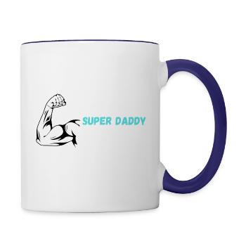 Father s Day Super Daddy - Contrast Coffee Mug - white/cobalt blue - Right