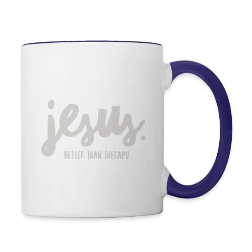 Jesus Better than therapy design 1 in light blue - Contrast Coffee Mug