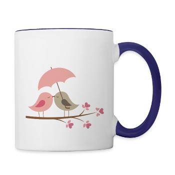 Umbrella love - Contrast Coffee Mug - white/cobalt blue - Right