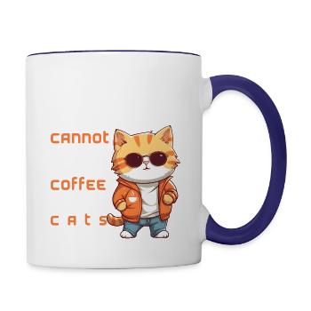 CAT&COFFEE - Contrast Coffee Mug - white/cobalt blue - Right
