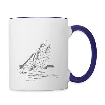 optimist sailing boat - Contrast Coffee Mug - white/cobalt blue - Right