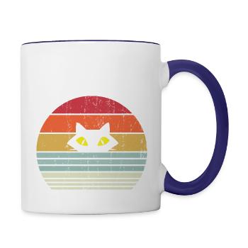 Retro Cat, Funny Cat Saying - Contrast Coffee Mug - white/cobalt blue - Right