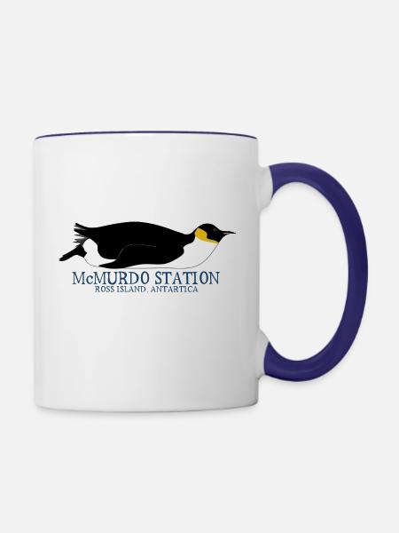McMurdo Station Penguin - Contrast Coffee Mug - white/cobalt blue