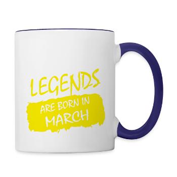 Legends are Born in March - Contrast Coffee Mug - white/cobalt blue - Right