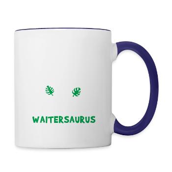 Waiter Saurus Dinosaur - Contrast Coffee Mug - white/cobalt blue - Right