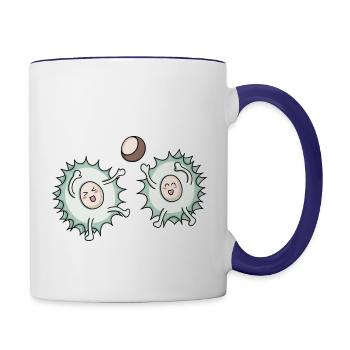Kawaii Cute Horse Chestnut Playing - Contrast Coffee Mug - white/cobalt blue - Right