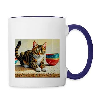 Resting Cat Kitchen - Contrast Coffee Mug - white/cobalt blue - Right