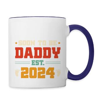 Soon to be Daddy 2024 Dad T Shirt - Contrast Coffee Mug - white/cobalt blue - Right