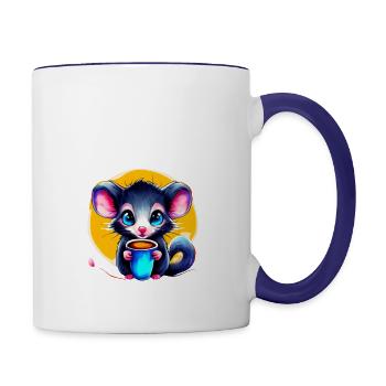 Beautiful Rat Cartoon - Contrast Coffee Mug - white/cobalt blue - Right