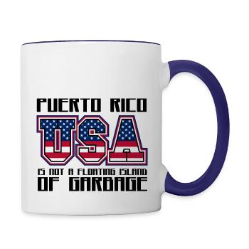 Puerto Rico Is Not A Floating Island of Garbage - Contrast Coffee Mug - white/cobalt blue - Right