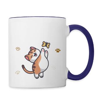 Funny Cat - Contrast Coffee Mug - white/cobalt blue - Right