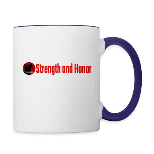 Strength and Honor - Red Letters - Contrast Coffee Mug