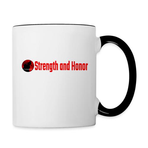 Strength and Honor - Red Letters - Contrast Coffee Mug