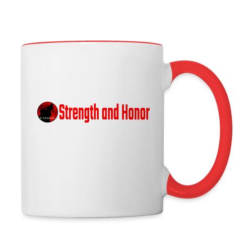 Strength and Honor - Red Letters - Contrast Coffee Mug