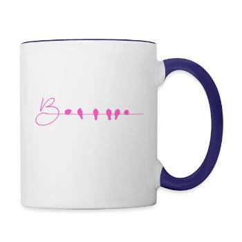 bird barb rose cut - Contrast Coffee Mug - white/cobalt blue - Right