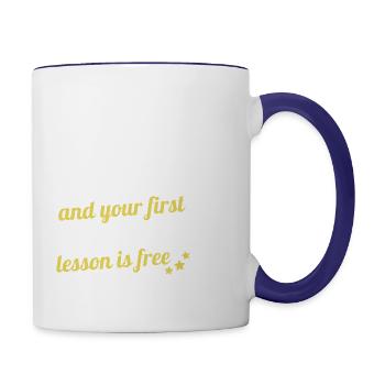 Touch Me And Your Firs Wrestling Lesson Is Free - Contrast Coffee Mug - white/cobalt blue - Right