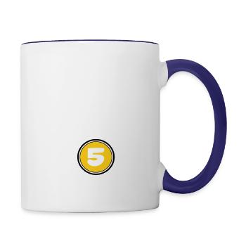 5yr 5th Birthday Funny High Five For Kids - Contrast Coffee Mug - white/cobalt blue - Right