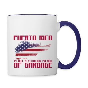 Puerto Rico Is Not A Floating Island of Garbage - Contrast Coffee Mug - white/cobalt blue - Right