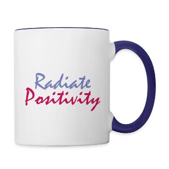 Radiate positivity - Contrast Coffee Mug - white/cobalt blue - Right