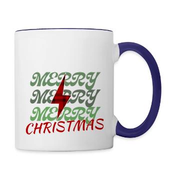 Merry christmas with lightning bolt - Contrast Coffee Mug - white/cobalt blue - Right