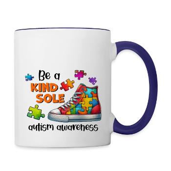 Be A Kind Sole Autism Awareness - Contrast Coffee Mug - white/cobalt blue - Right