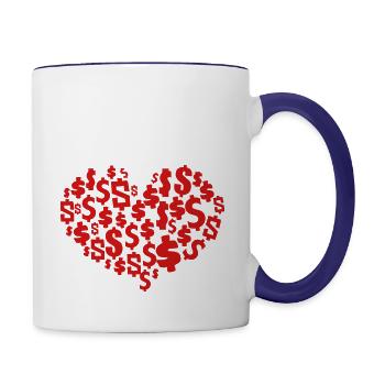heart made of $ dollars ! - Contrast Coffee Mug - white/cobalt blue - Right
