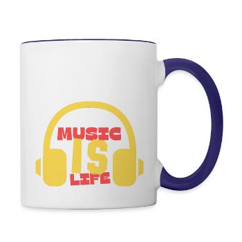 Music Is Life- Funny Musical - Contrast Coffee Mug - white/cobalt blue - Right