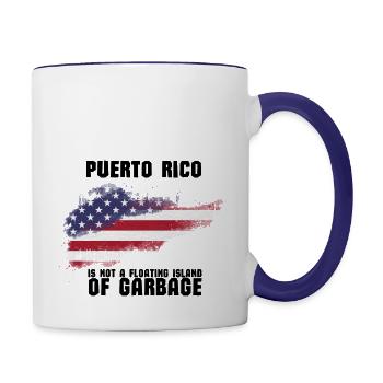 Puerto Rico Is Not A Floating Island of Garbage - Contrast Coffee Mug - white/cobalt blue - Right